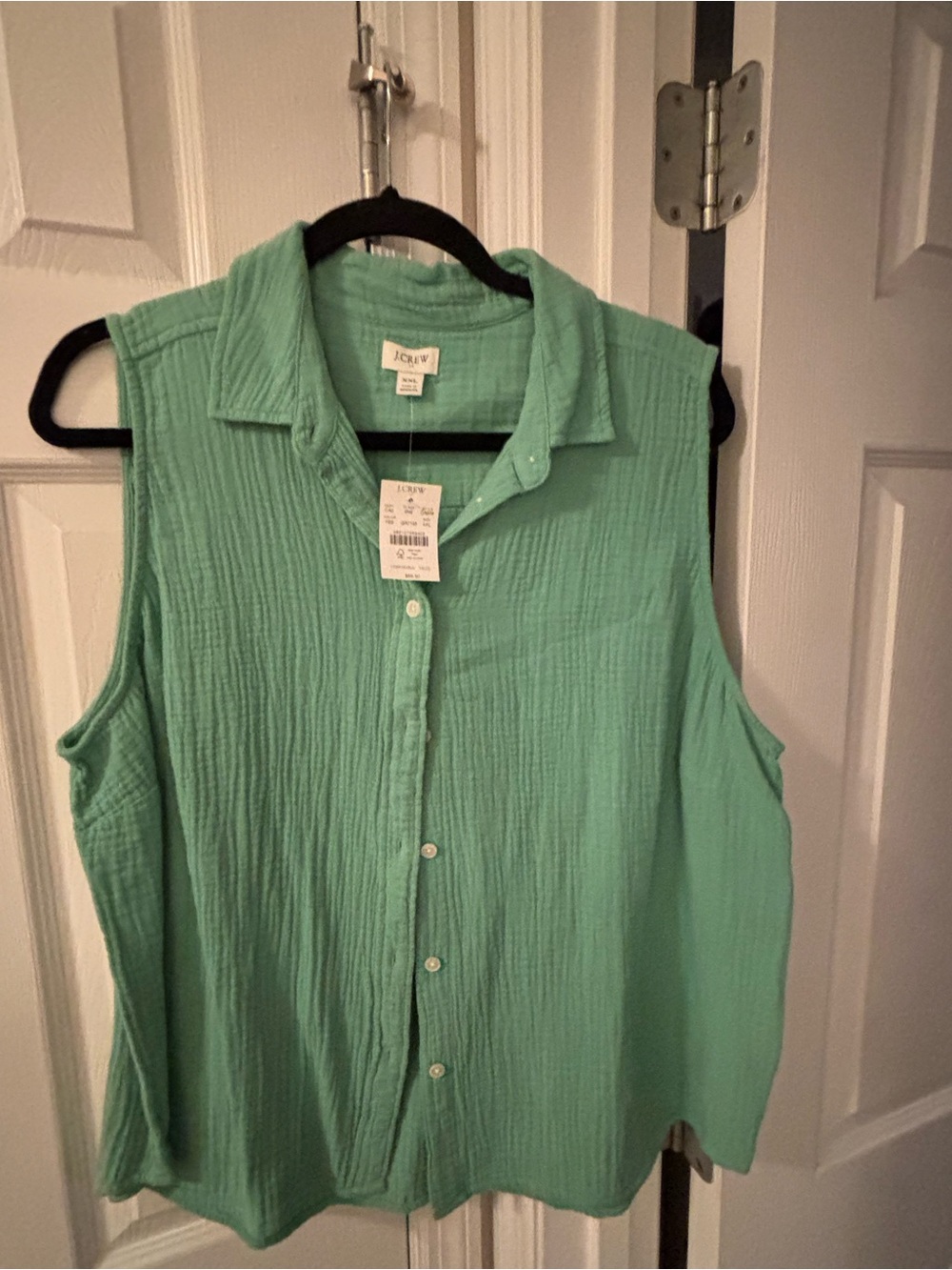 J. Crew Sleeveless Button-Front Top in Mint